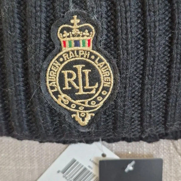 Ralph Lauren Black Knit Beanie Hat - Picture 3 of 4